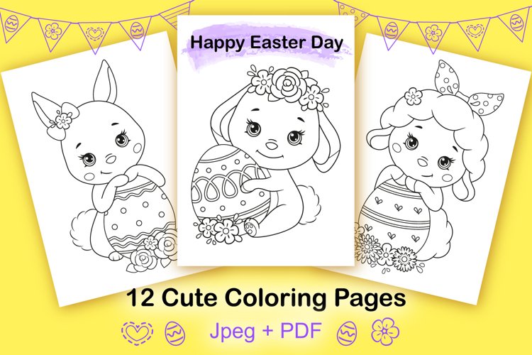 Happy easter day coloring pages