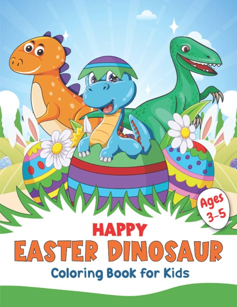 Happy easter dinosaur coloring book for kids ages