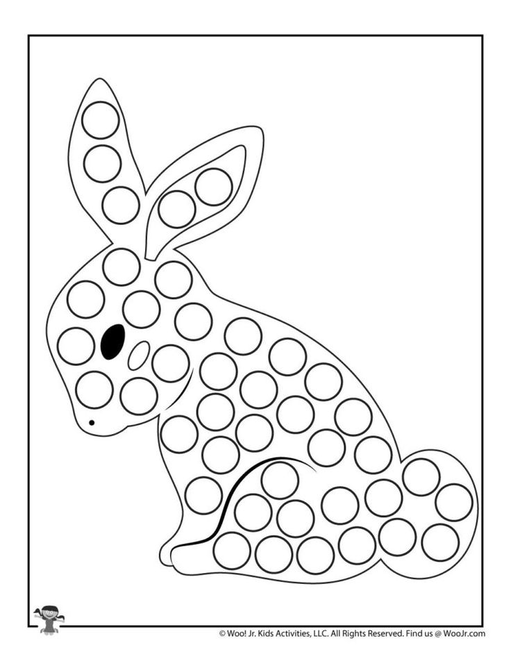 Chocolate bunny printable dot coloring pages woo jr kids activities childrens publishing coloring pages dot marker activities activities for kids