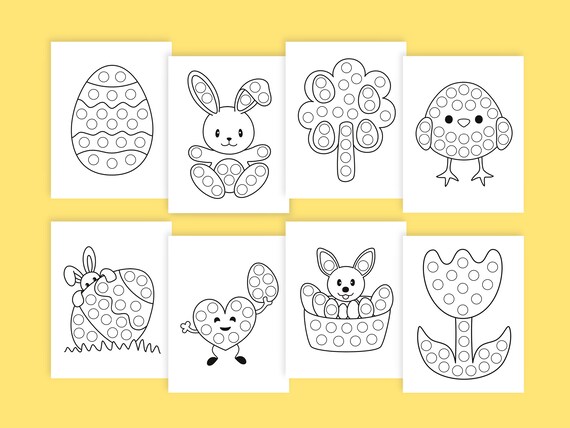 Printable easter dot marker coloring pages for kids happy easter kids coloring pages easter basket stuffers dot marker activity