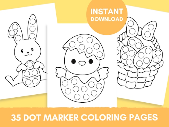 Printable easter dot marker coloring pages for kids happy easter kids coloring pages easter basket stuffers dot marker activity