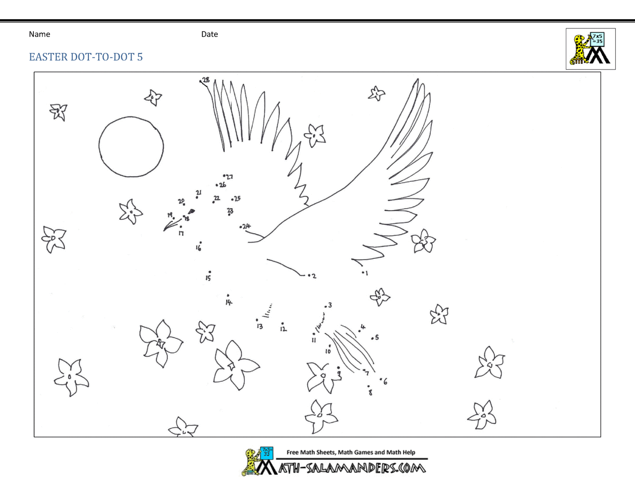 Printable easter dot to dot