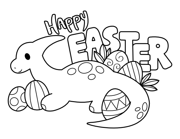 Printable easter duck billed dinosaur coloring page