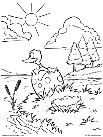 Easter duckling coloring page â tims printables