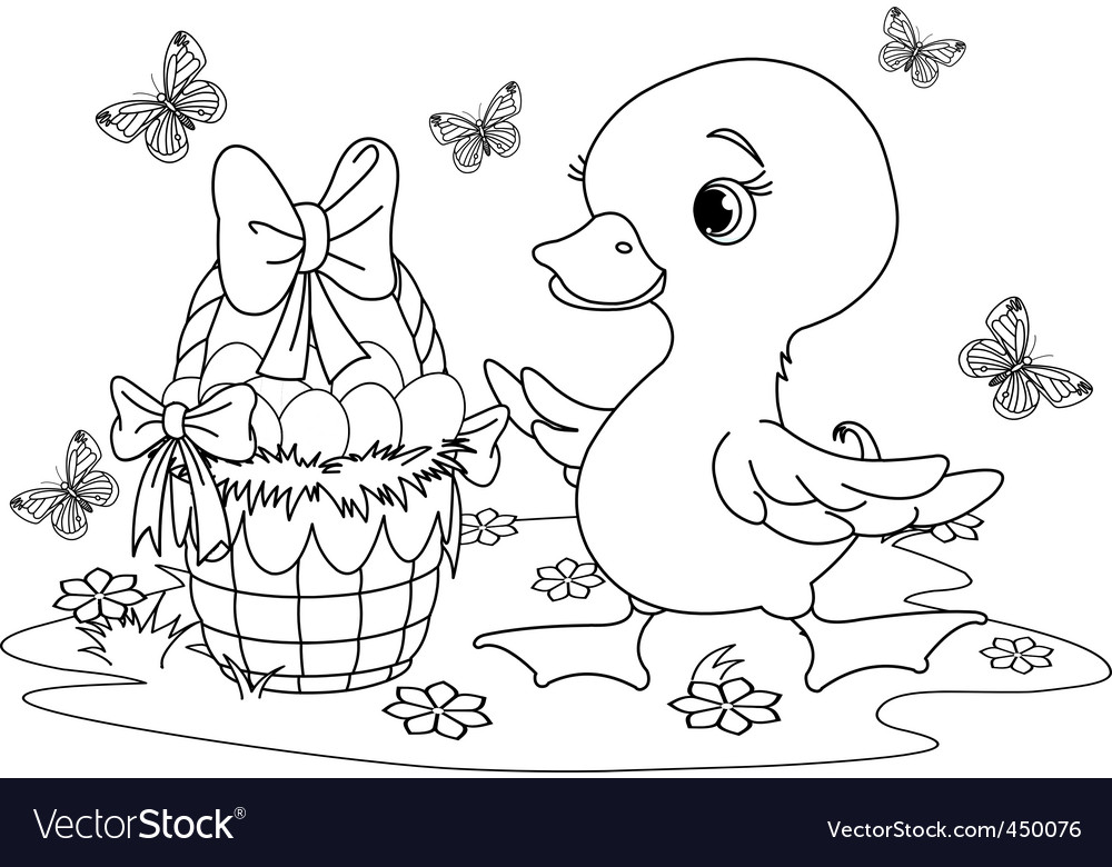 Easter duckling coloring page royalty free vector image