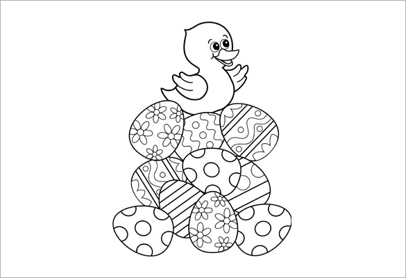 Coloring pages easter duck with eggs coloring page