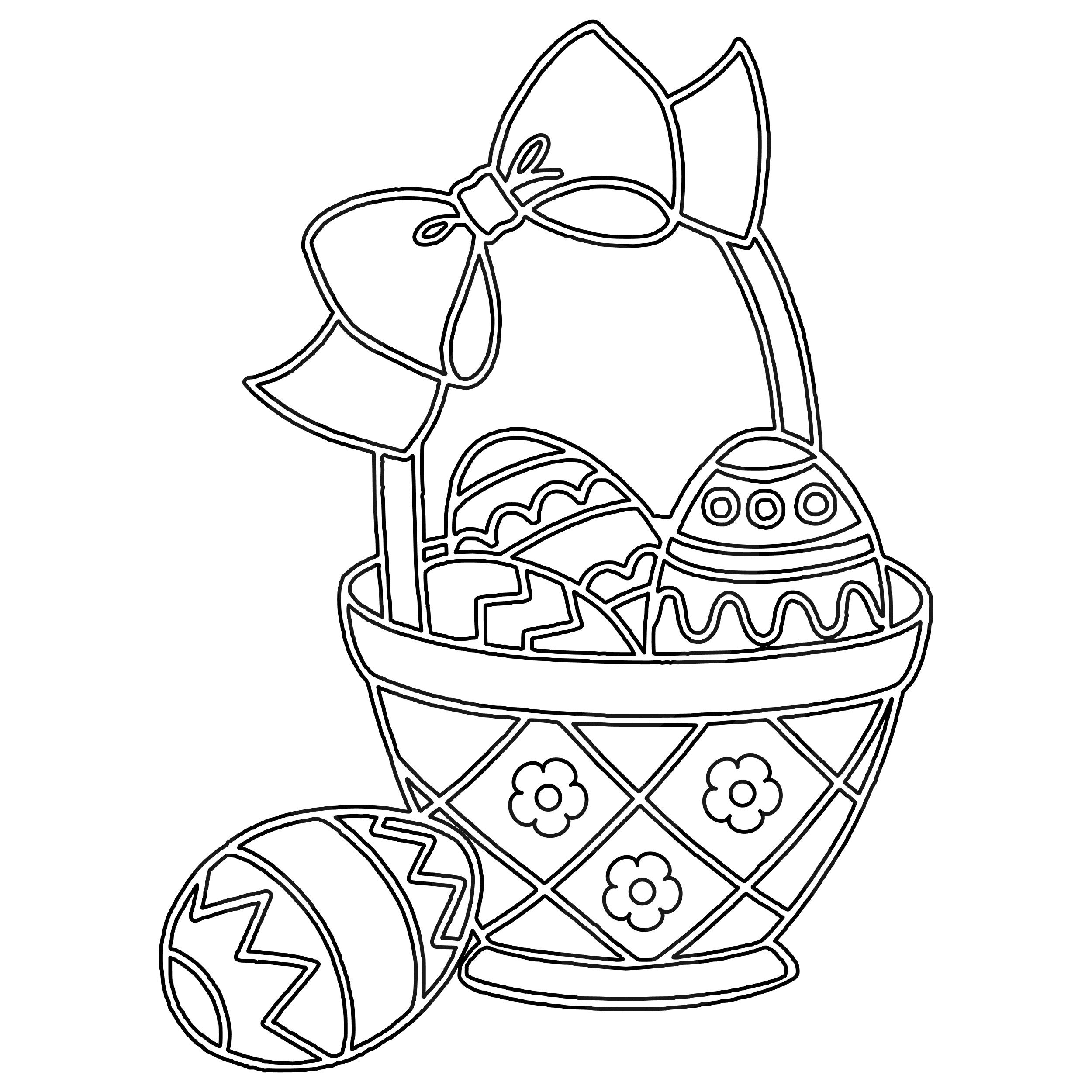 Easter basket coloring page easter egg colouring in pageeaster egg basket svgprintable silhouette cut files cricut cut files svg files