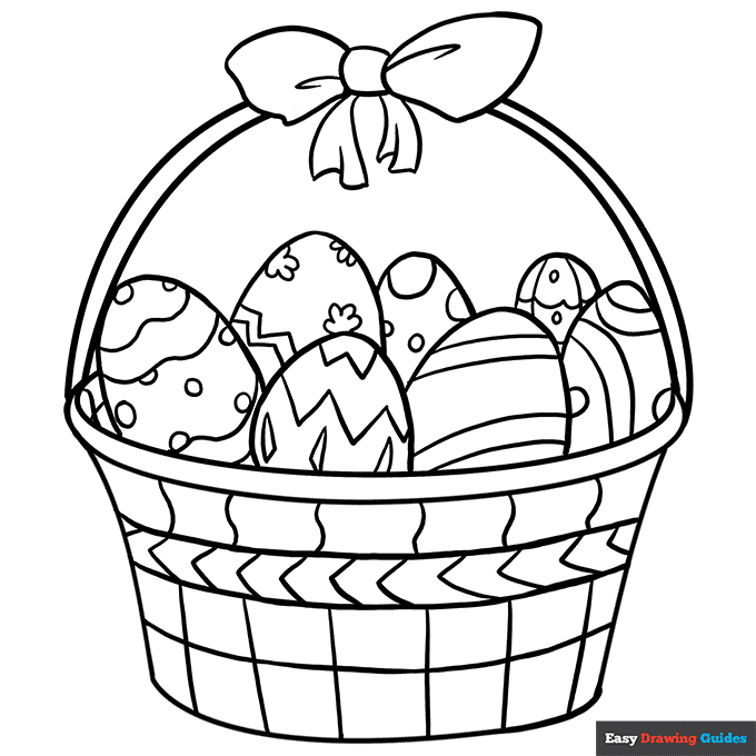 Easter basket coloring page easy drawing guides