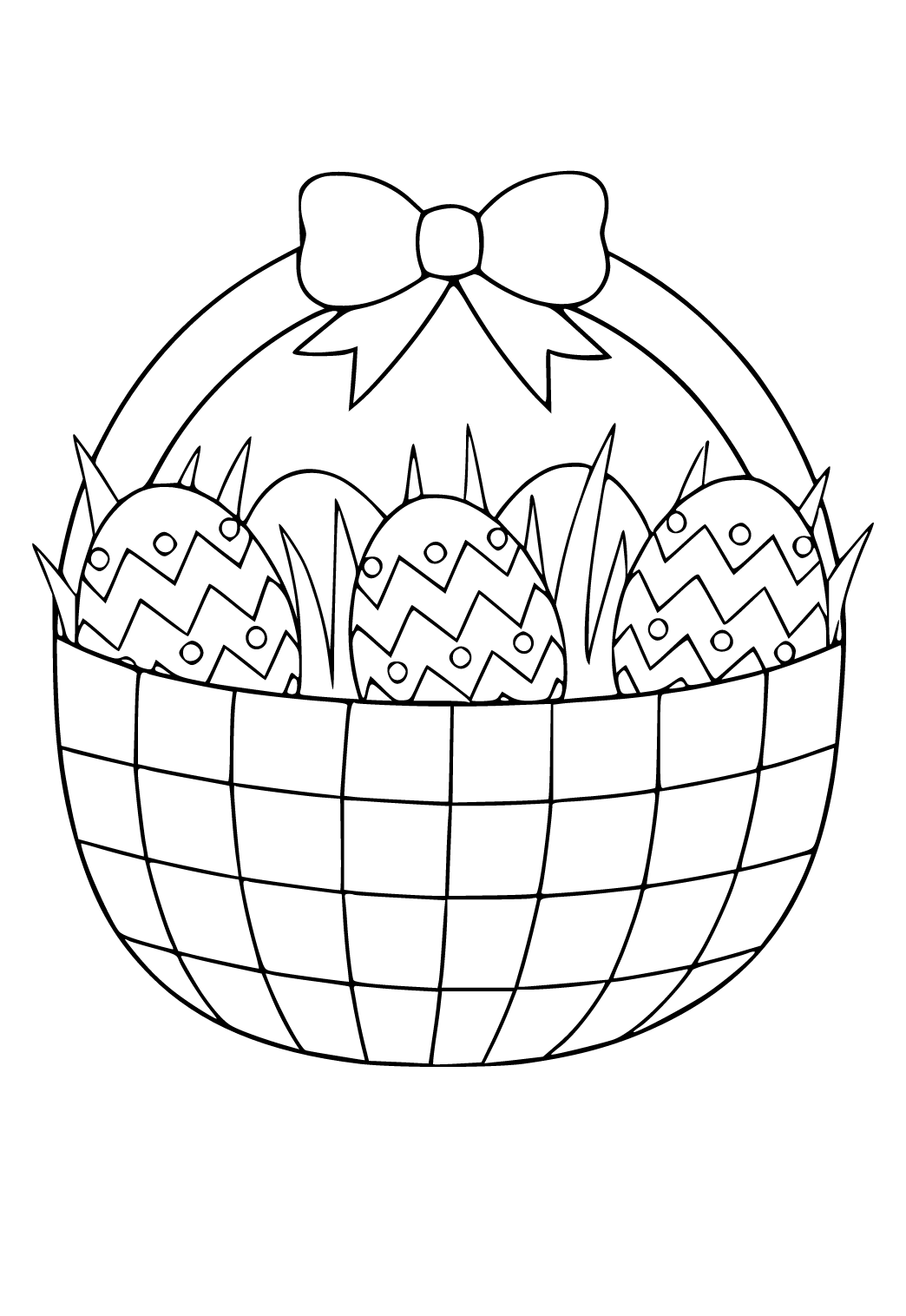 Free printable easter egg basket coloring page for adults and kids