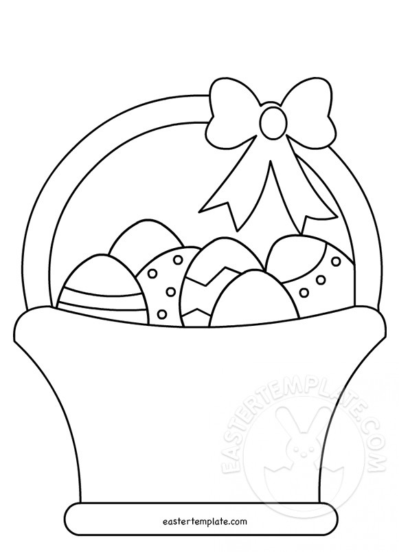 Easter basket with eggs coloring page