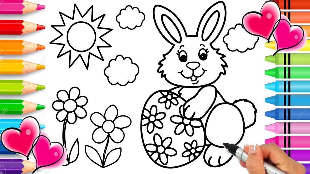 Easter bunny coloring page easter coloring book glitter easter egg printable coloring page