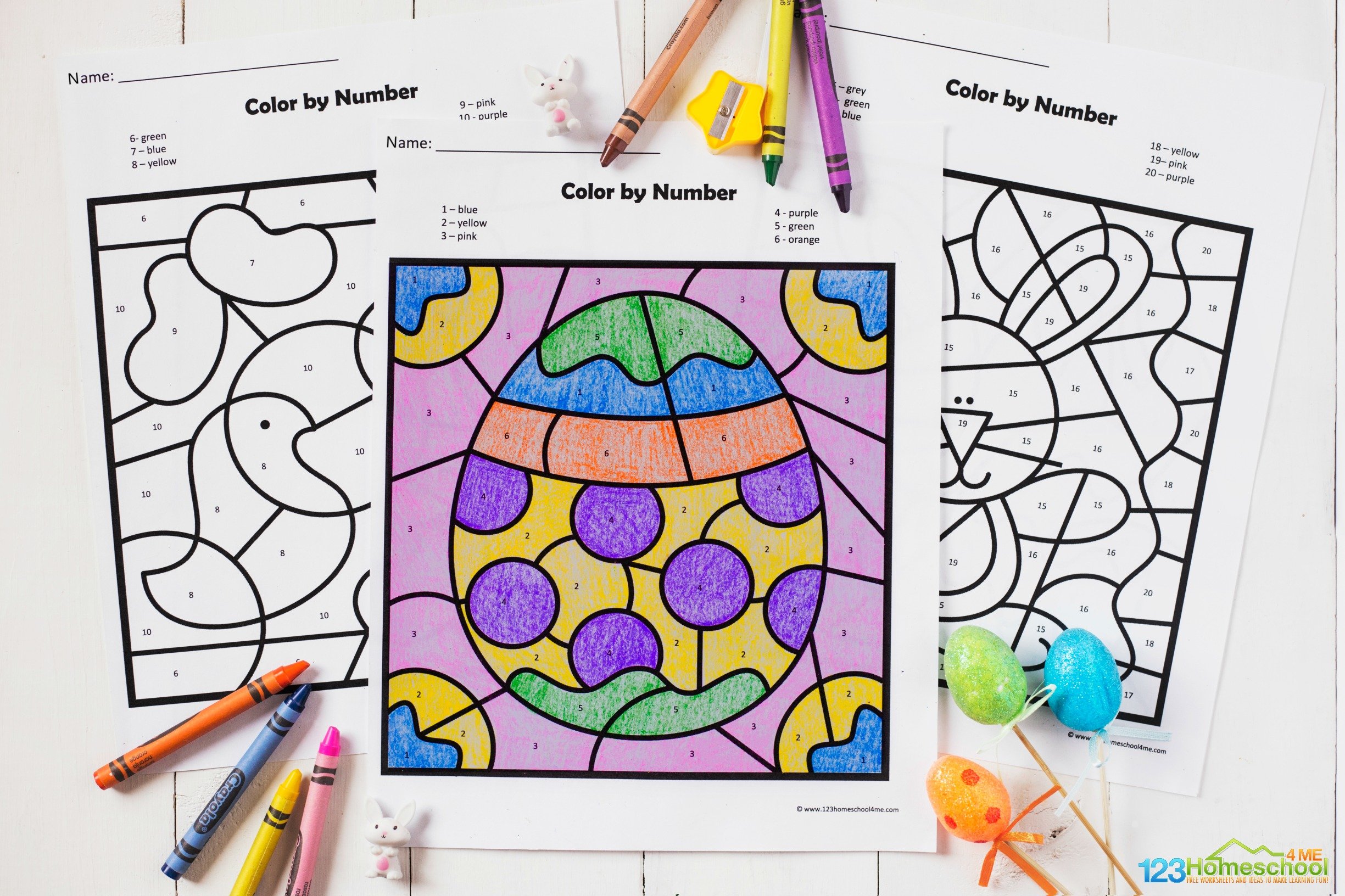 Ð free printable easter color by number worksheets