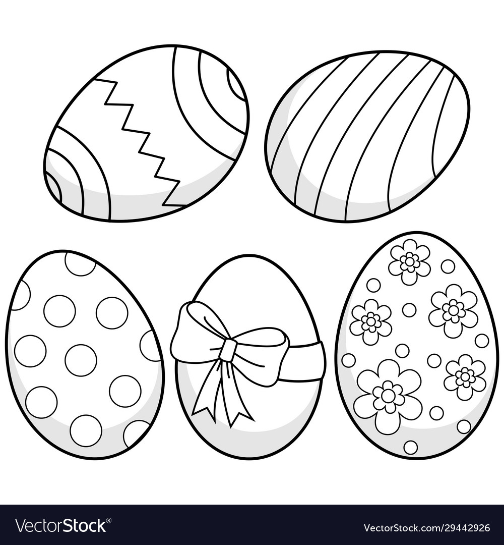 Easter eggs black and white coloring page vector image