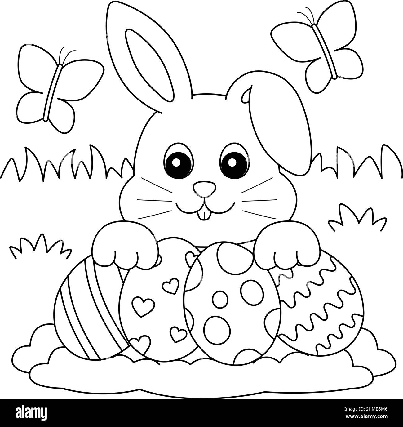 Rabbit collecting easter egg coloring page stock vector image art