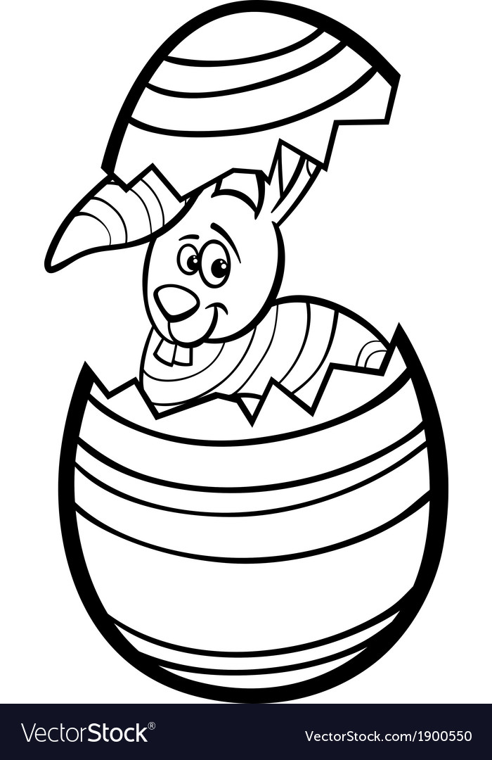 Bunny in easter egg coloring page royalty free vector image