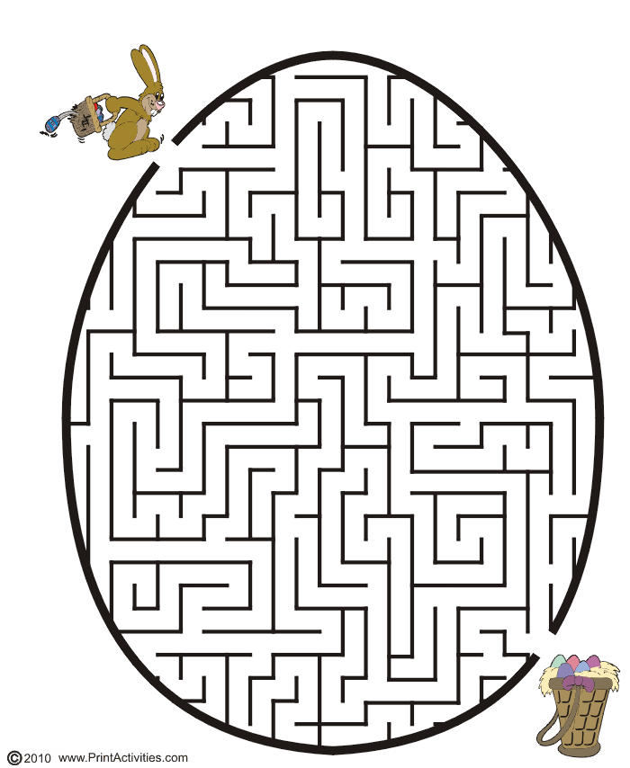 Free printable easter maze egg shape