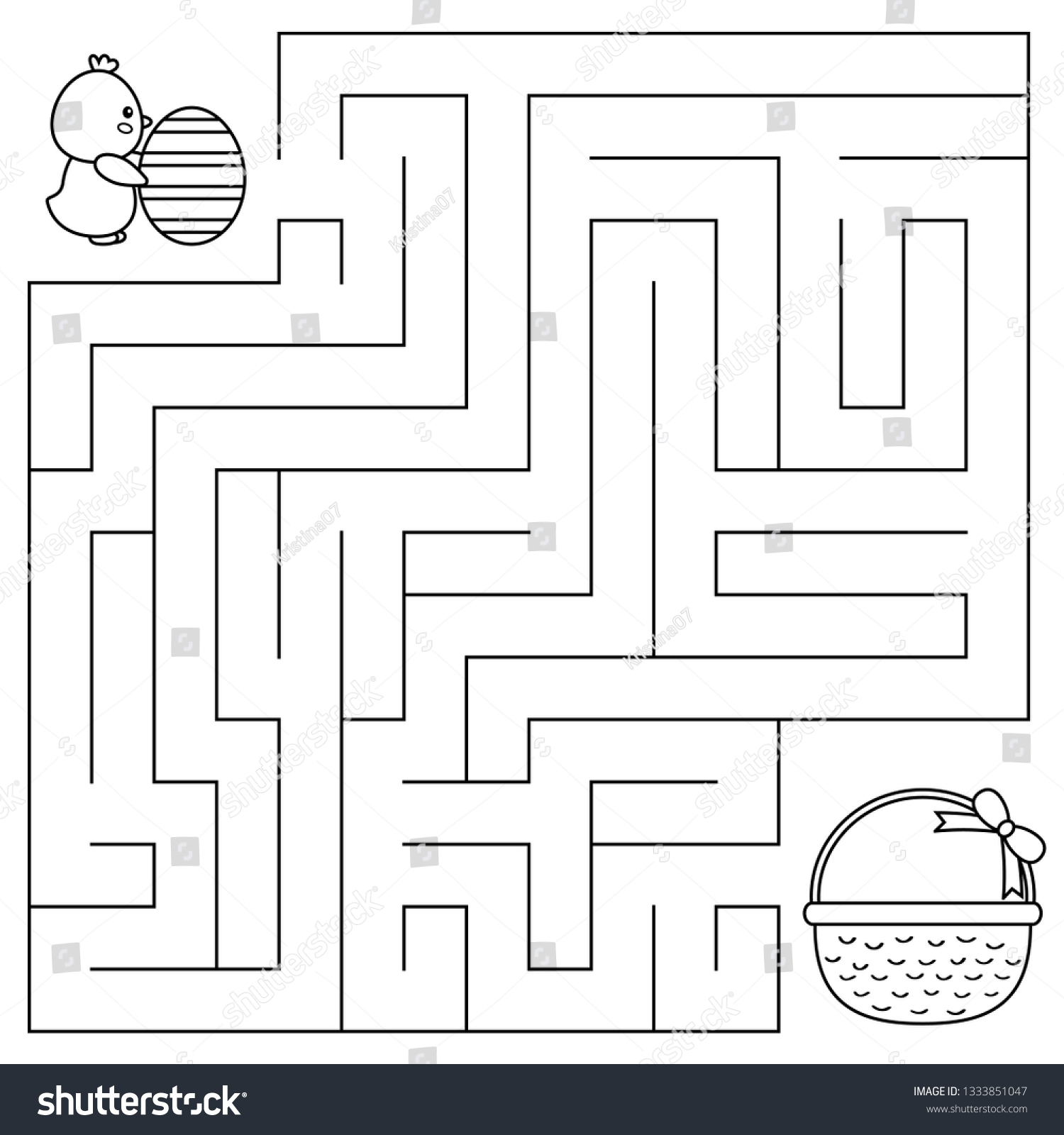Easter maze game preschool kids coloring stock vector royalty free