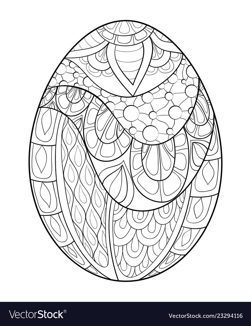 Adult coloring bookpage an easter egg royalty free vector