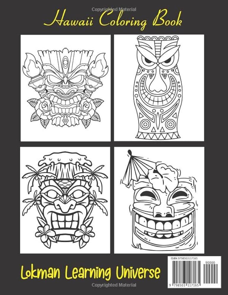 Hawaii tiki coloring book tiki mask illustrations to color hawaii coloring book tiki coloring book birthday christmas halloween thanksgiving easter gift universe lokman learning books