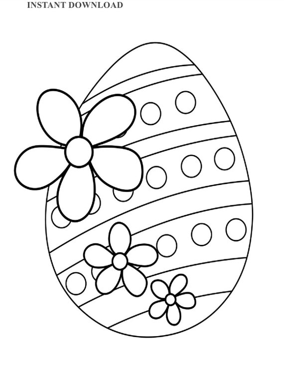 Printable easter eggs with flowers coloring page instant download digital file printable easter coloring sheet kids coloring download instant download