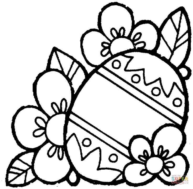 Easter egg and flowers coloring page free printable coloring pages easter coloring pages printable easter coloring pages easter coloring sheets