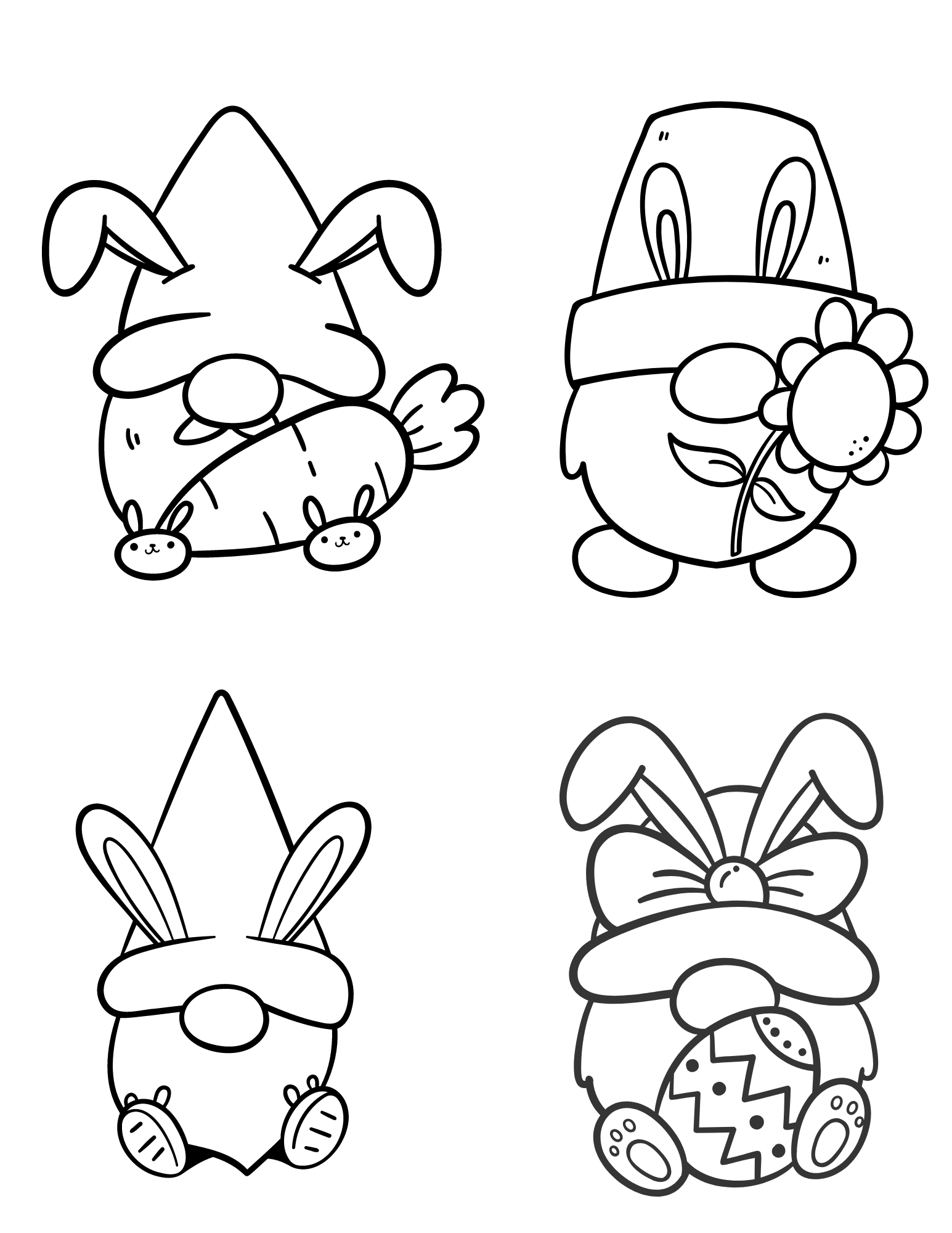 Free printable easter gnomes coloring pages for kids and adults