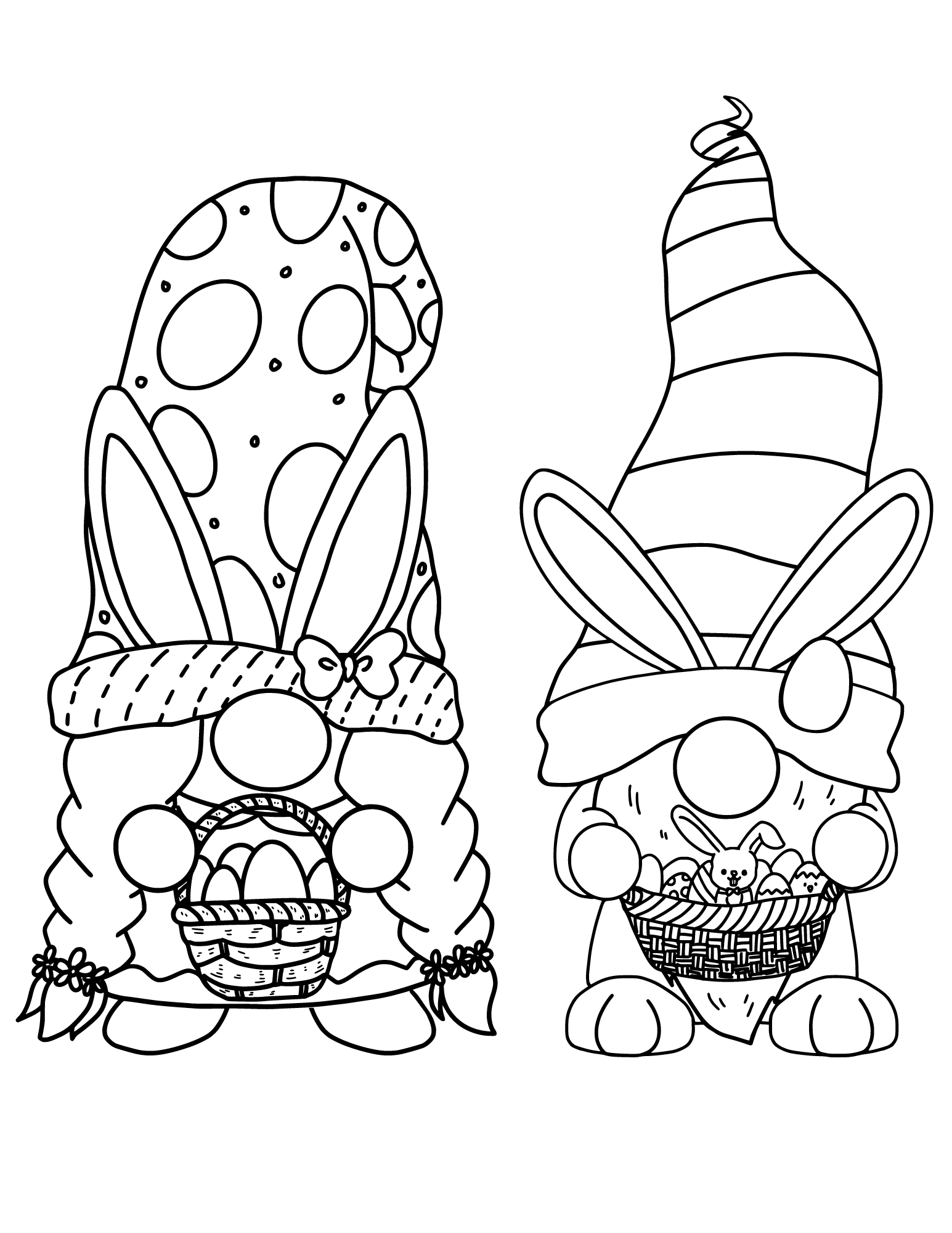 Free printable easter gnomes coloring pages for kids and adults