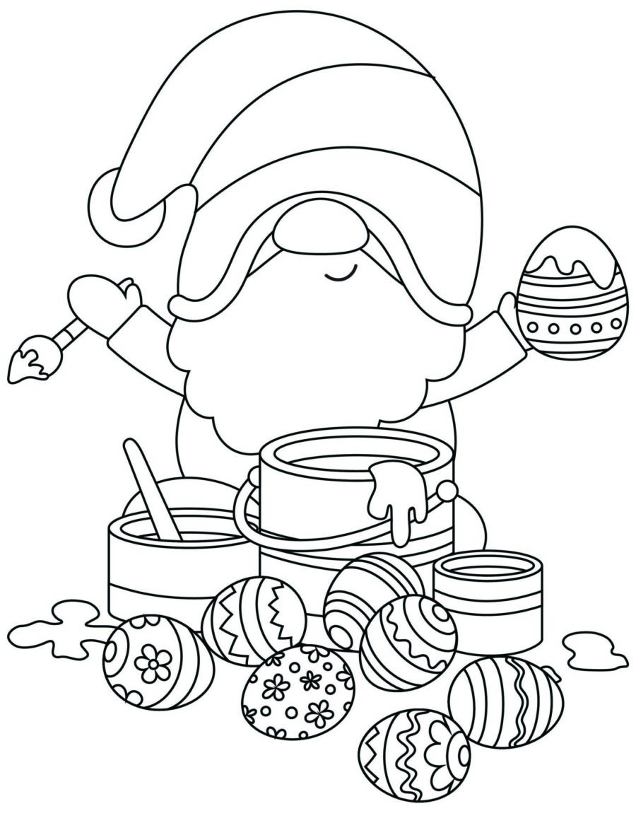 Easter gnomes coloring pages