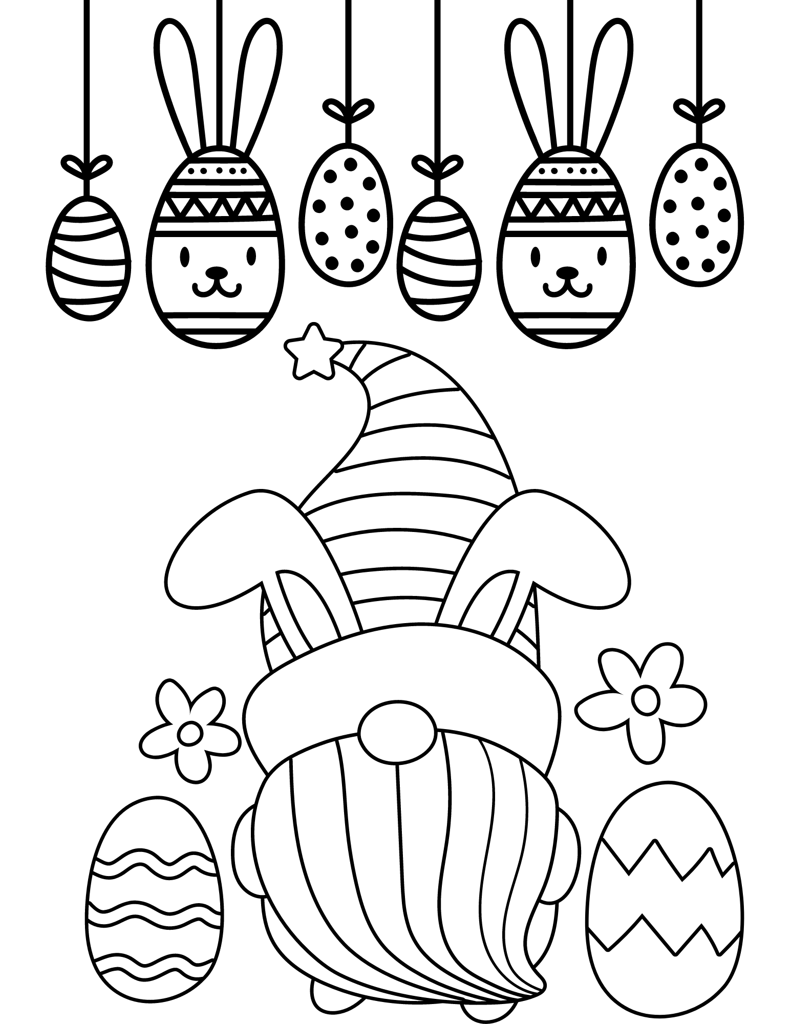 Free printable easter gnomes coloring pages for kids and adults