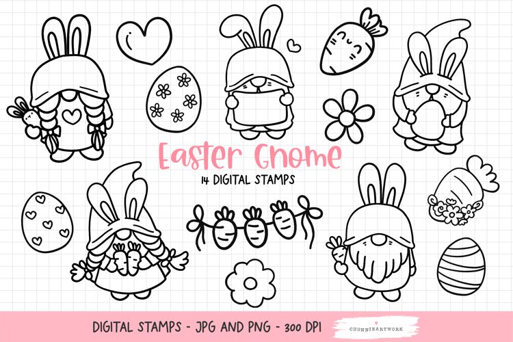 Easter gnome digital stamps