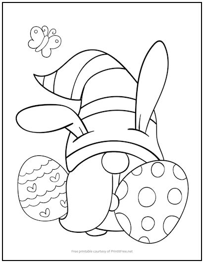 Easter gnome coloring page print it free