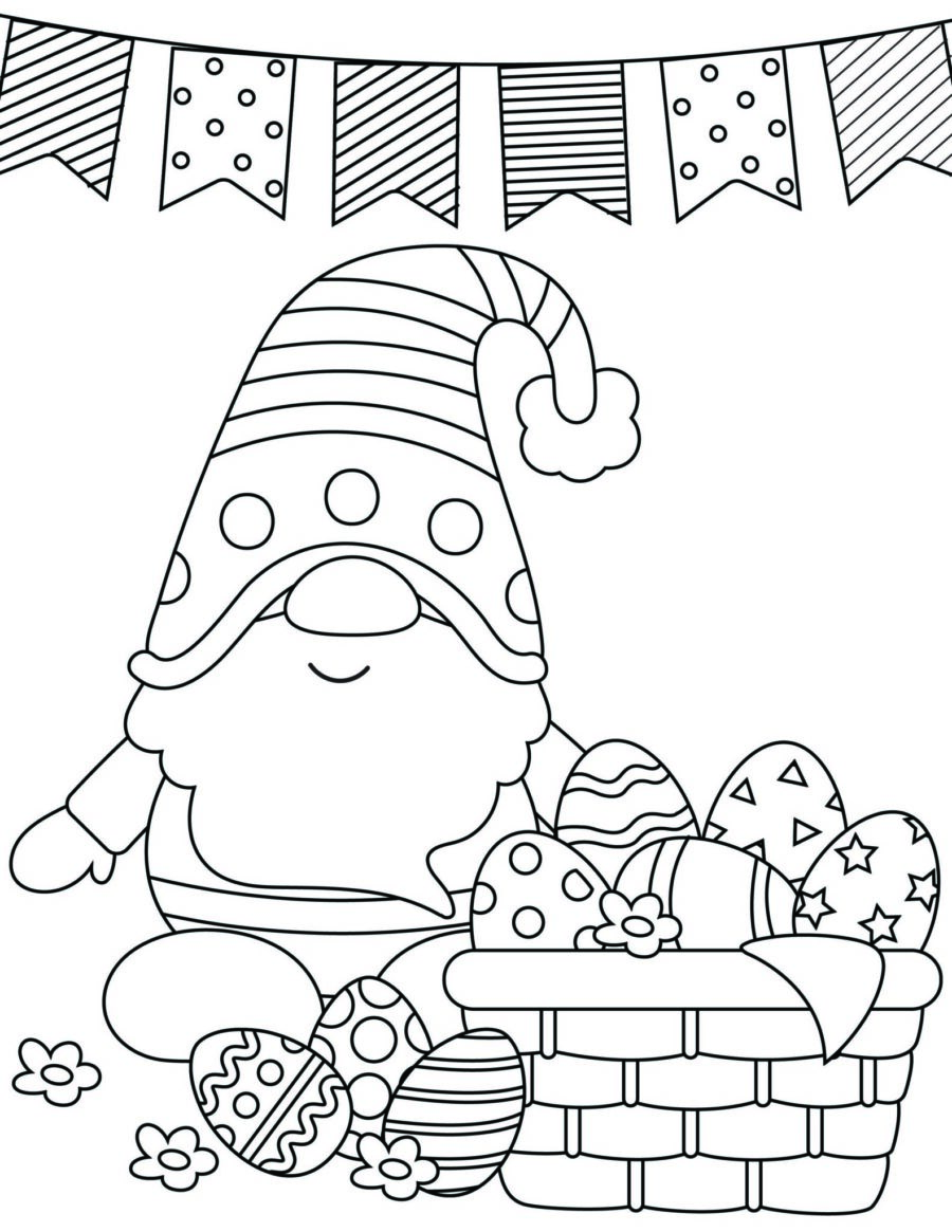 Easter gnomes coloring pages