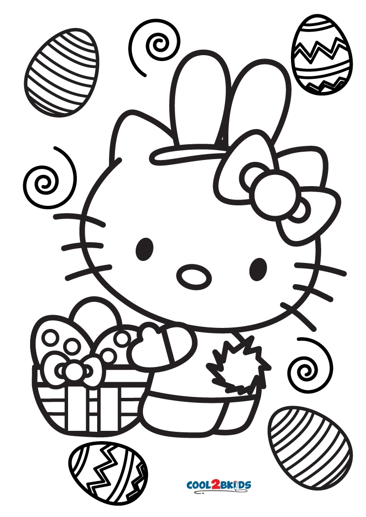 Free printable hello kitty easter coloring pages for kids