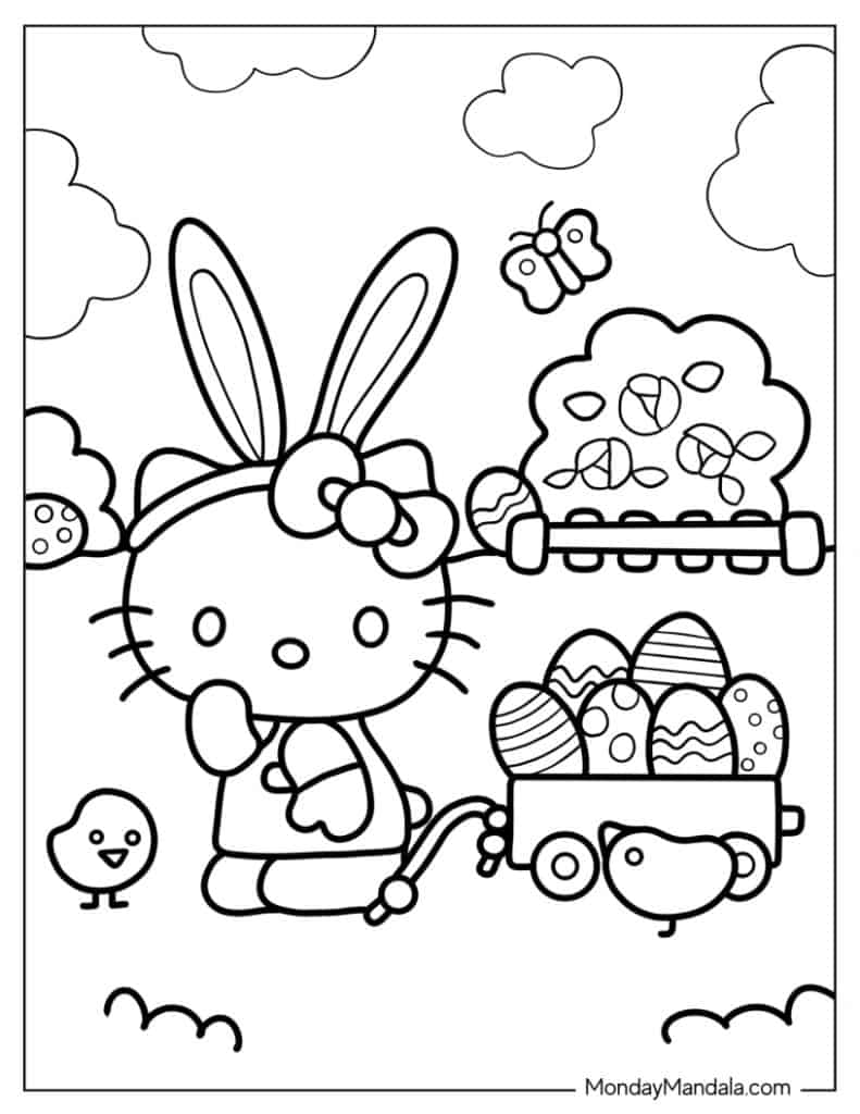 Hello kitty coloring pages free pdf printables