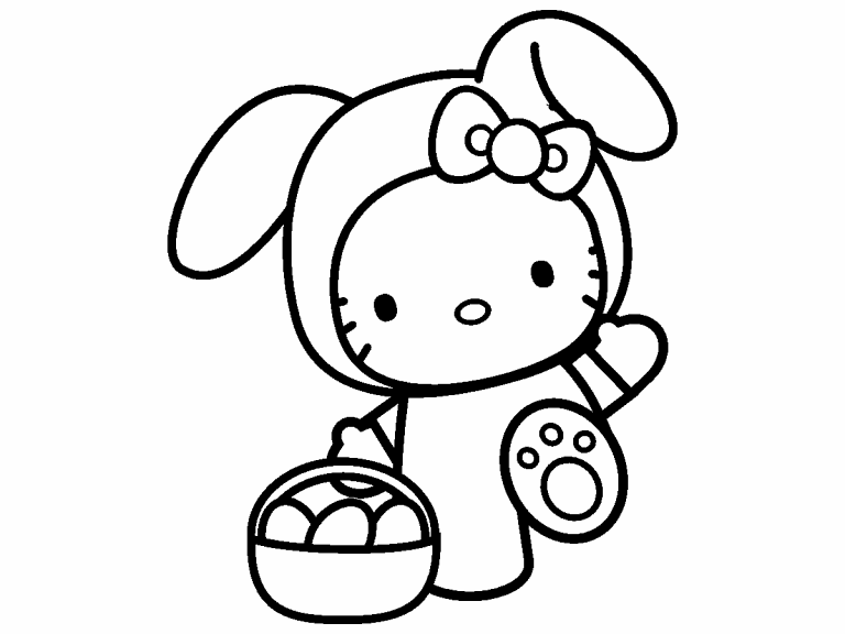 Hello kitty easter coloring page