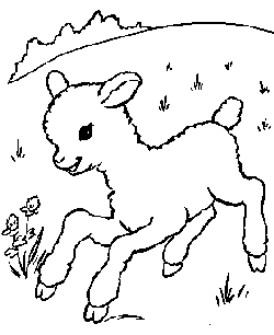 Easter coloring page of lambs