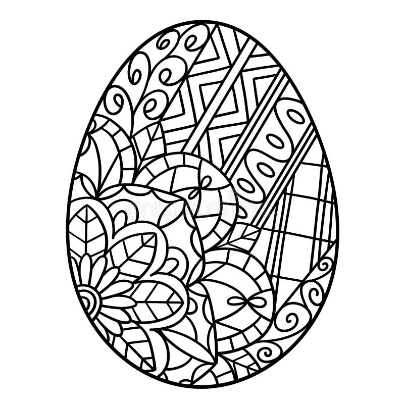 Easter egg mandala isolated coloring page stock vector