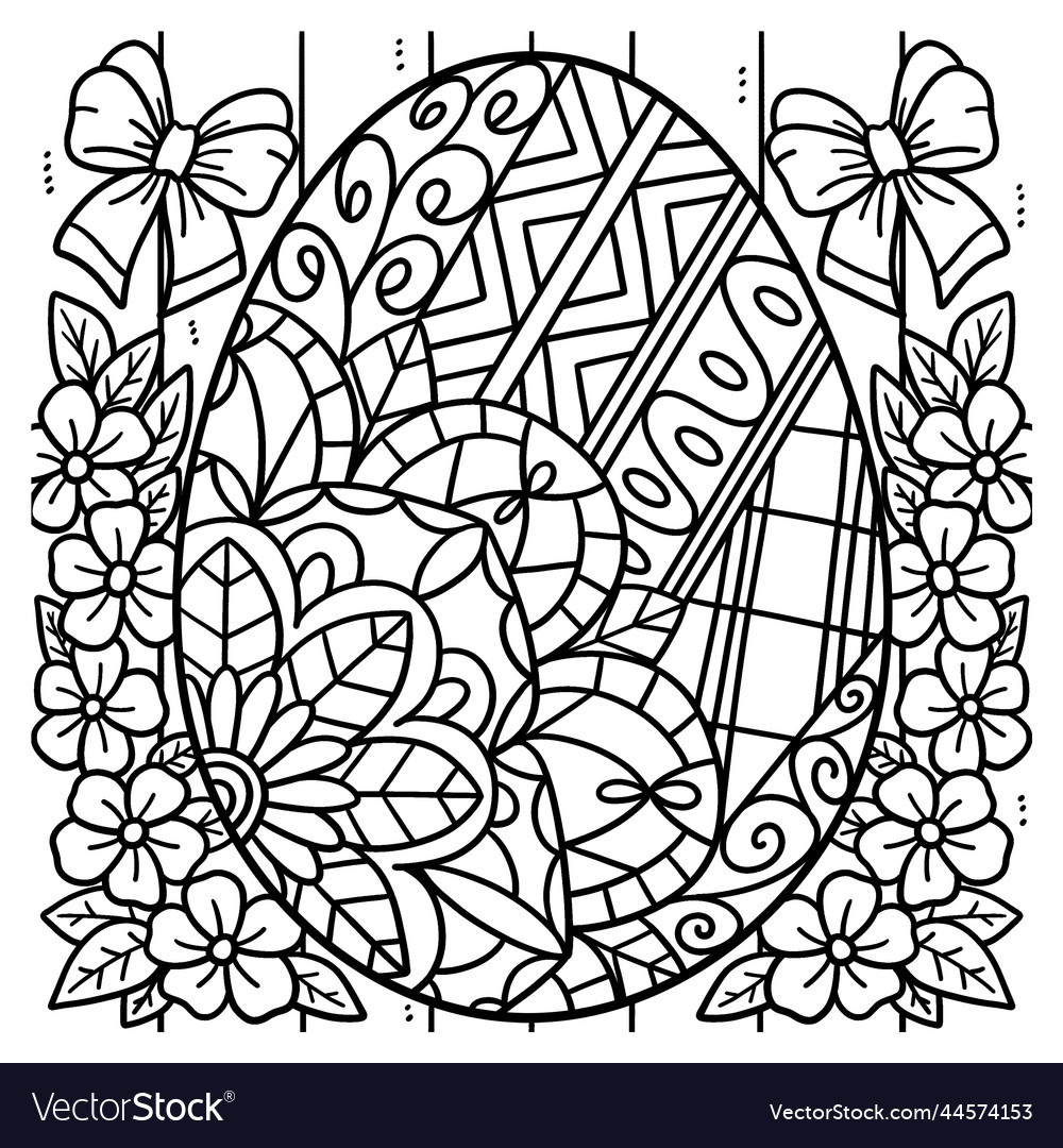 Easter egg mandala coloring page for kids vector image