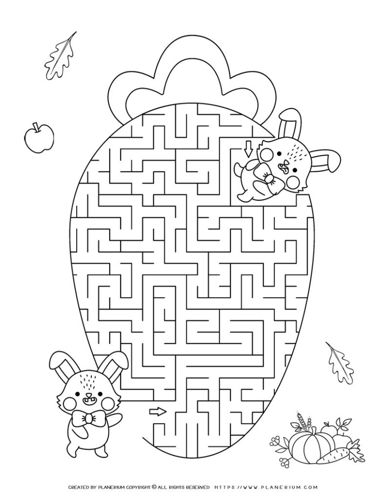 Easter maze carrot printable