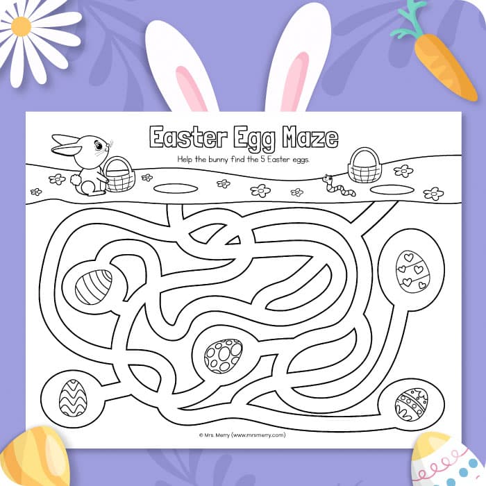 Easter egg maze printable worksheet mrs merry