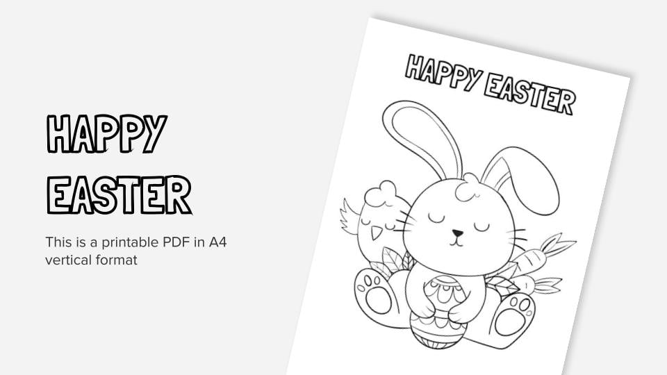 Happy easter printable coloring worksheet