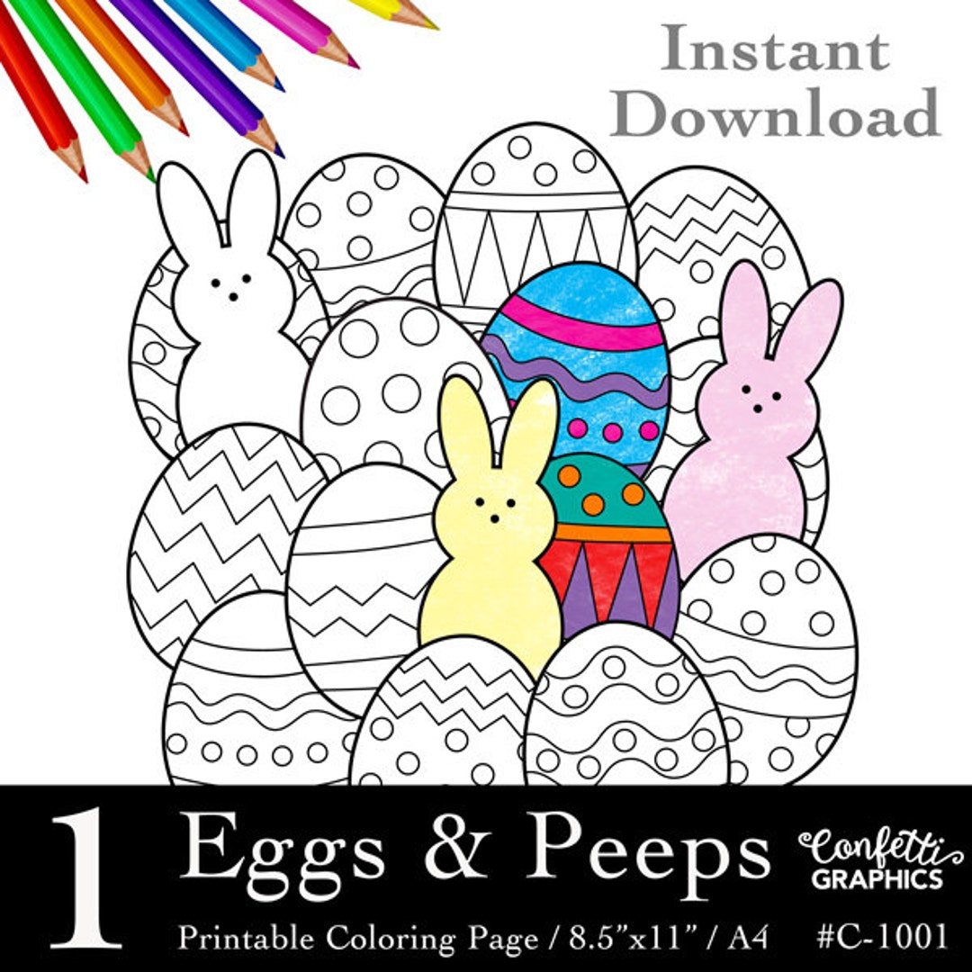 Eggs and peeps easter coloring page mandala colouring page pattern adult coloring page printable instant download c