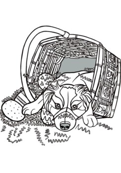 Easter basket puppy coloring page by colleenie co tpt