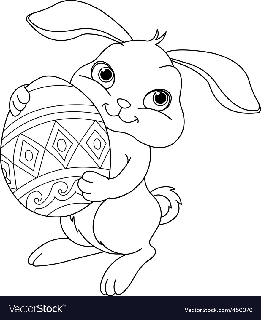 Easter bunny coloring page royalty free vector image