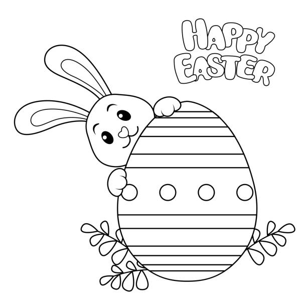 Easter bunny coloring page stock illustrations royalty