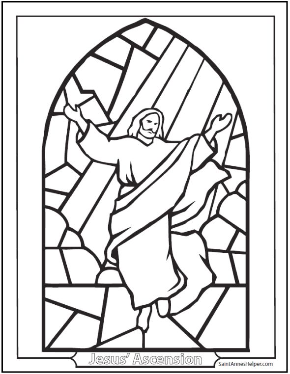 Stained glass jesus ascension coloring page easter rosary coloring page jesus coloring pages pattern coloring pages coloring books