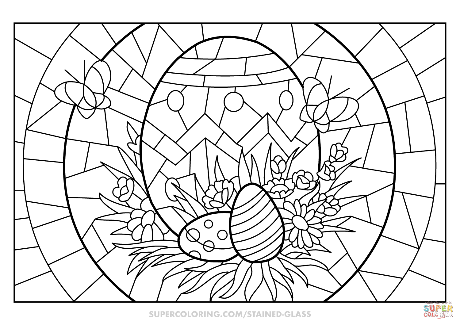 Easter eggs stained glass coloring page free printable coloring pages