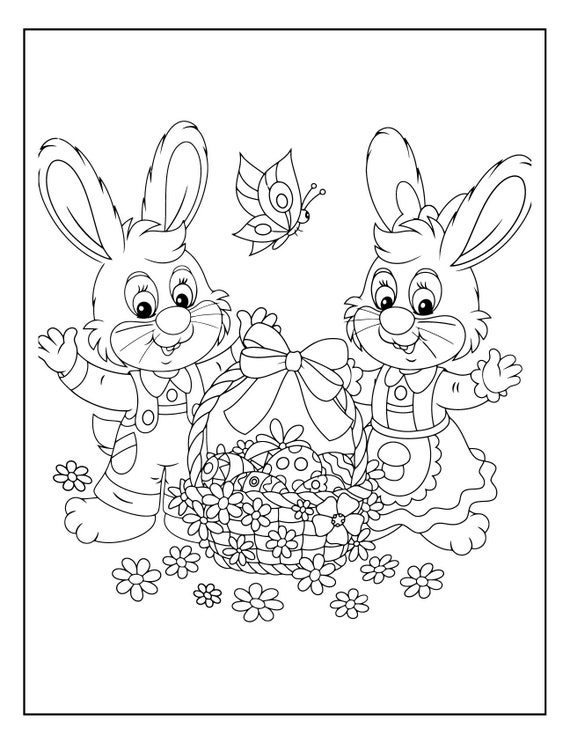 Easter themed coloring pages digital download