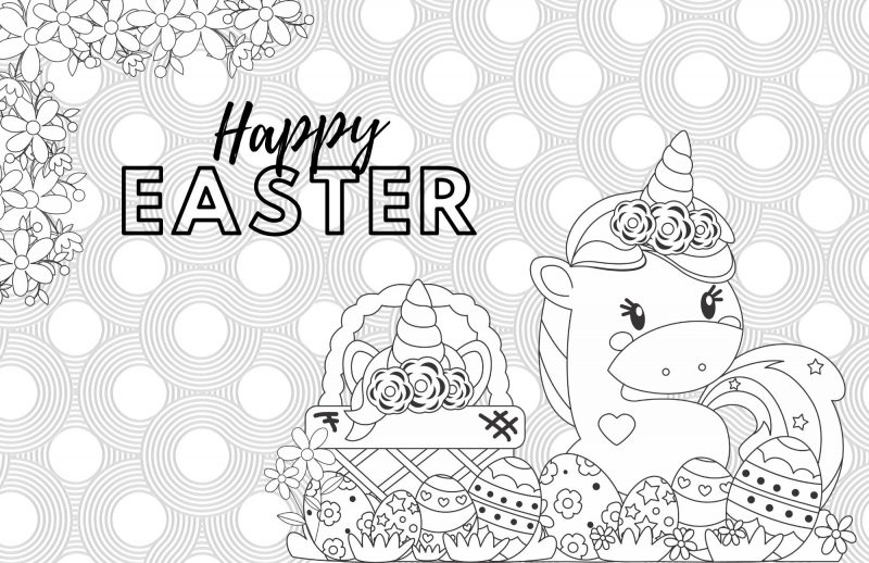 Free unicorn easter coloring sheet