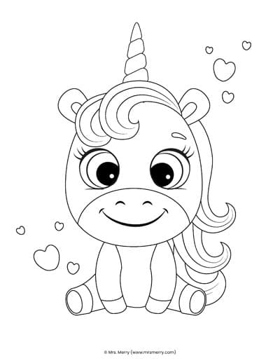 Free magical unicorn coloring page printables for kids mrs merry